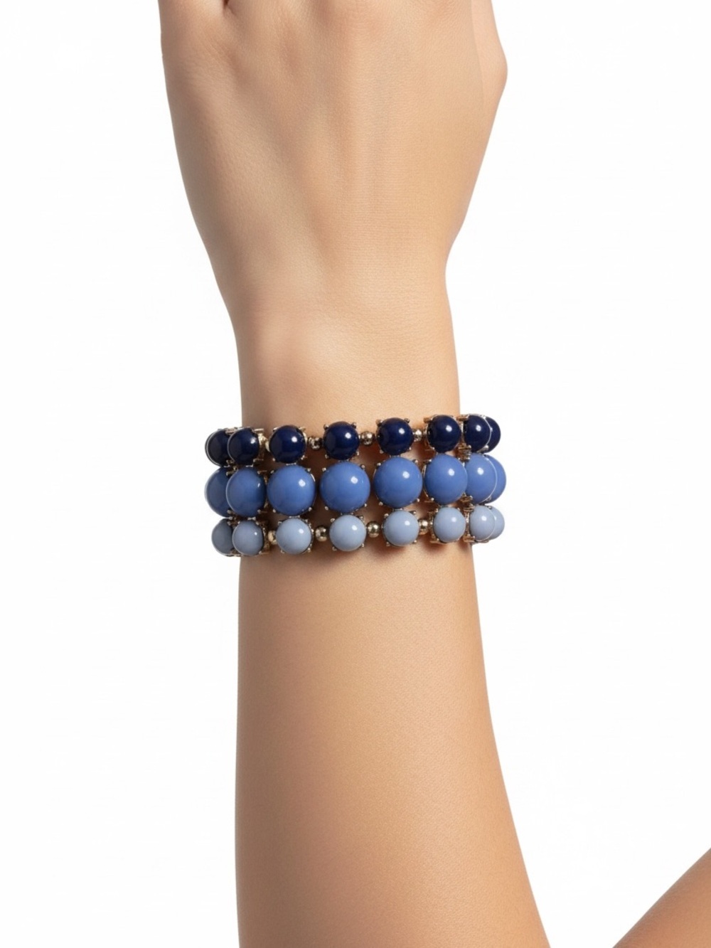 Women’s Blue Gradient Beaded Bracelet | Stretch Stackable Jewelry • Used